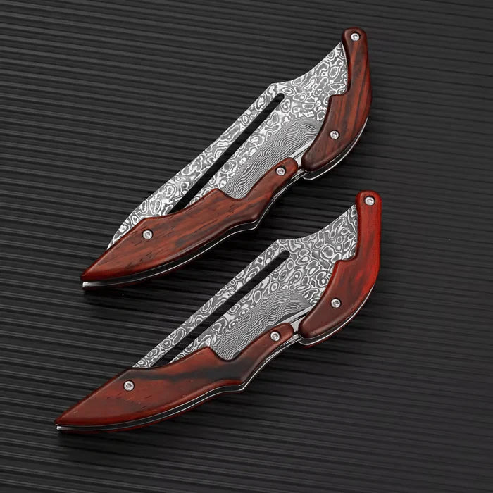 BladeCraft ā Handgemaakt Vouwmes van Damascusstaal