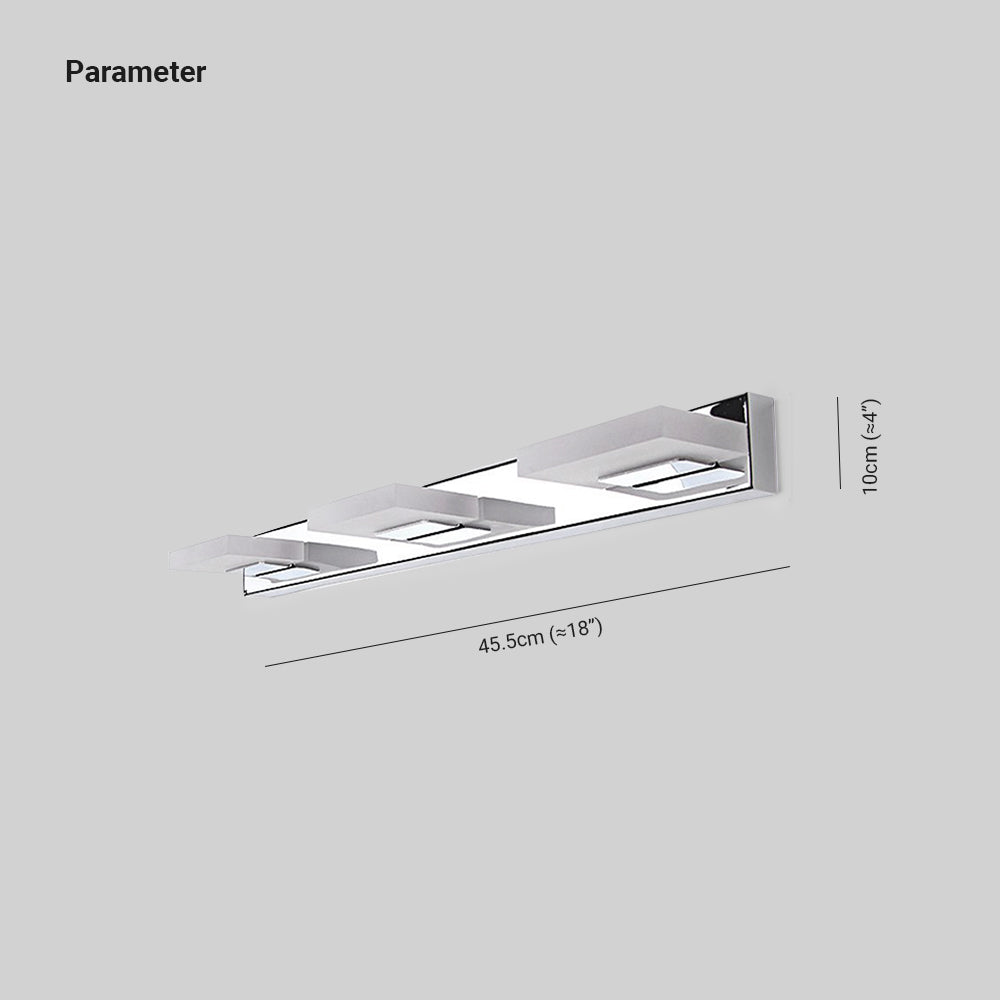 Arisha Design LED Wandlamp Vierkant Modern Metaal/Acryl Zilver Badkamer