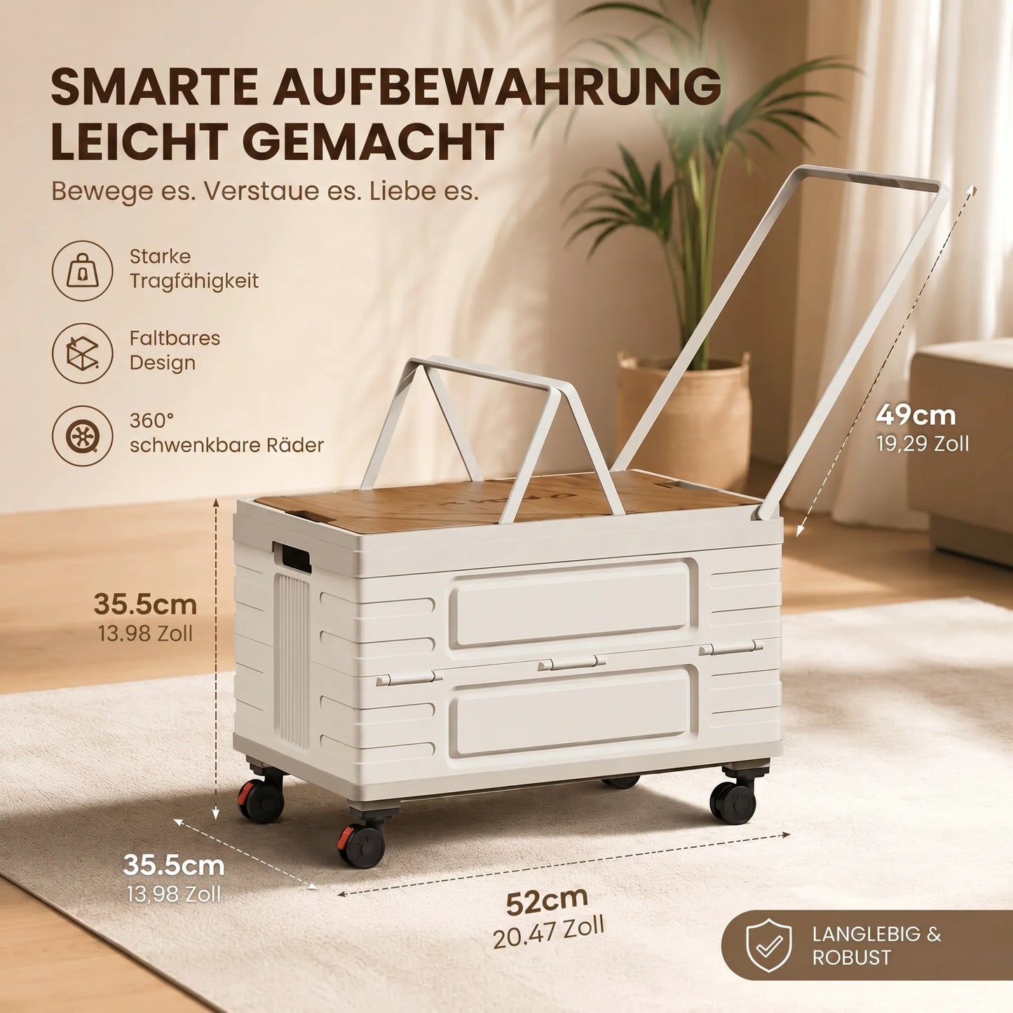 Opvouwbare Bollerwagen | Transportwagen met Houten Deksel | Eichenroll