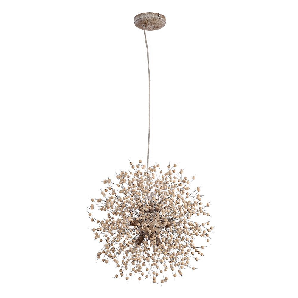 Pusteblumen Hanglamp met Houten Parels | Vuurwerk Starburst Ontwerp
