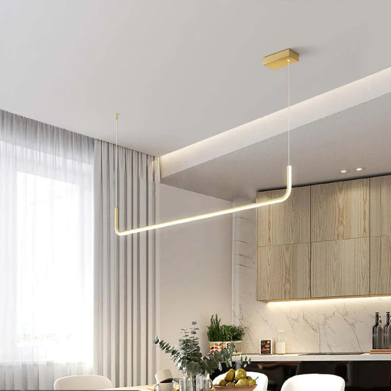 Clen Minimalistische Lineaire Hanglamp Goud/Zwart. Woonkamer