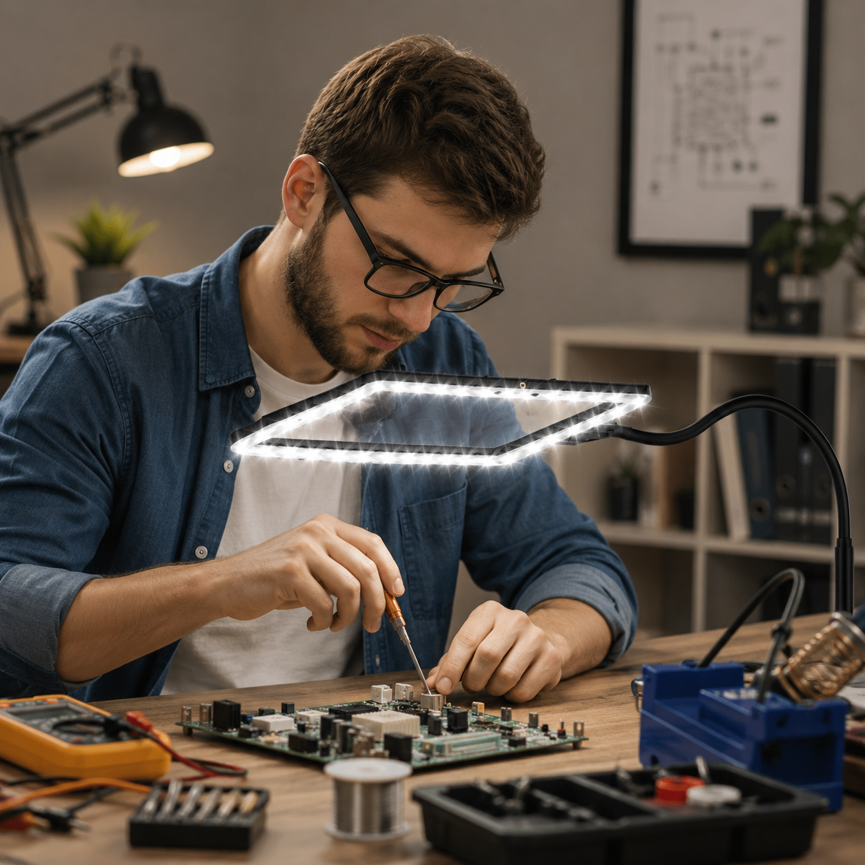 Vloerlamp met Vergrootglas – Perfect voor Detailwerk