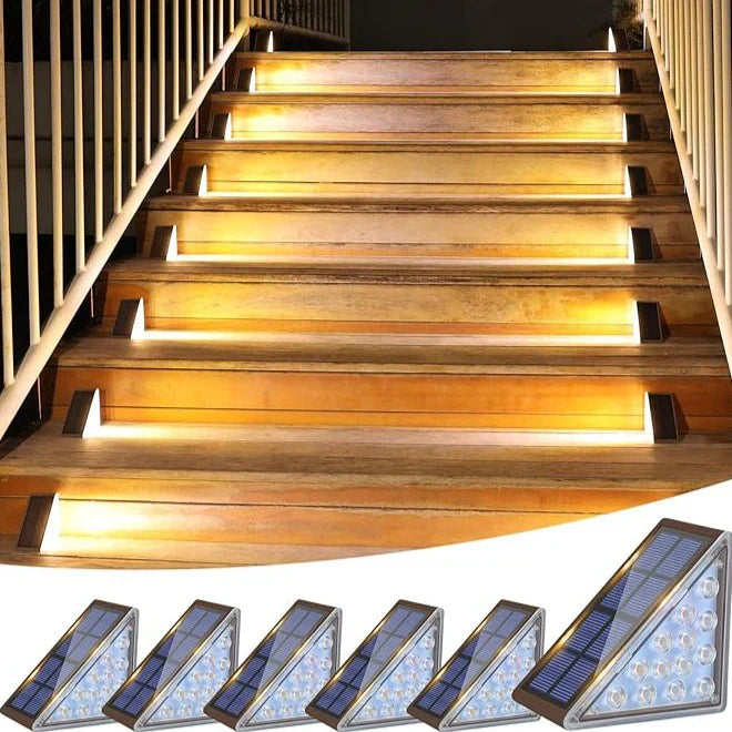 Set van zonne-LED-lampen voor het verlichten van trappen en tuinen