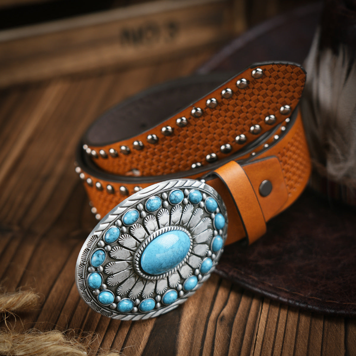Herenriem in Western-stijl – Vegan leer met robuuste metalen gesp