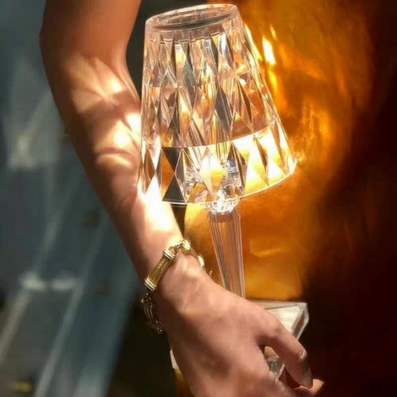 GlimmerLux - Tafel lamp van kristal met 3-niveaus aanraakdimmer