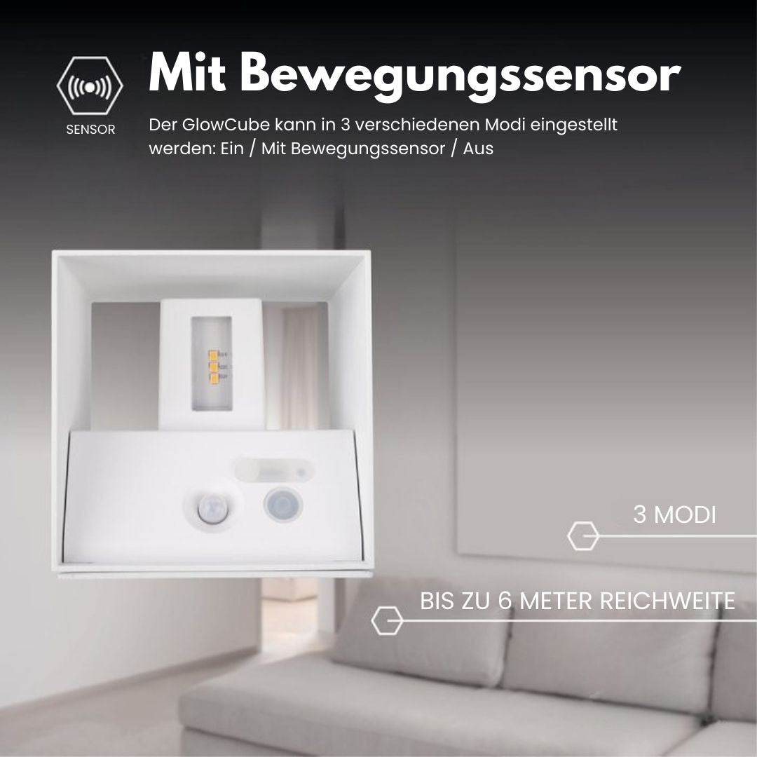Draadloze wandlamp voor binnen en buiten | LED wandlamp met accu en sensor | GlowCube