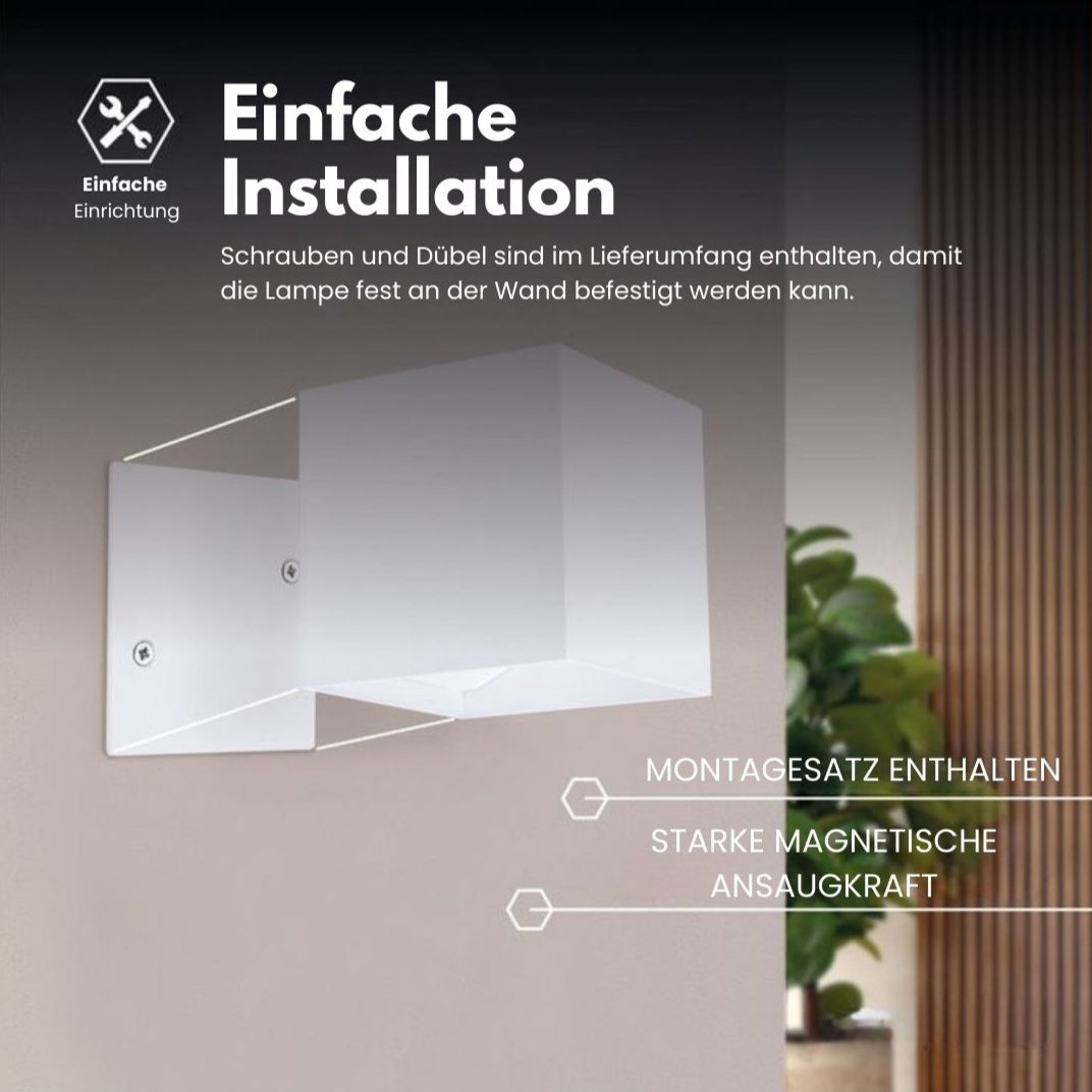 Draadloze wandlamp voor binnen en buiten | LED wandlamp met accu en sensor | GlowCube