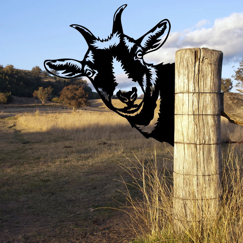 Buiten Tuin Boerderij Spionerende Geit Metaal Kunstwerk Binnen Decoratie