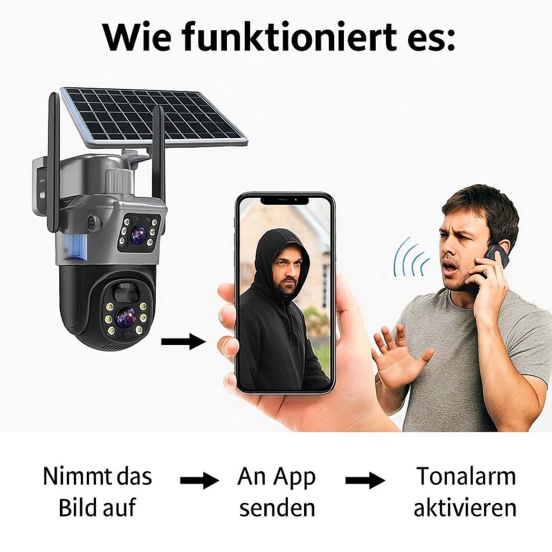 Buitenbewakingscamera | WLAN Camera met Zonnepaneel | GuardVision