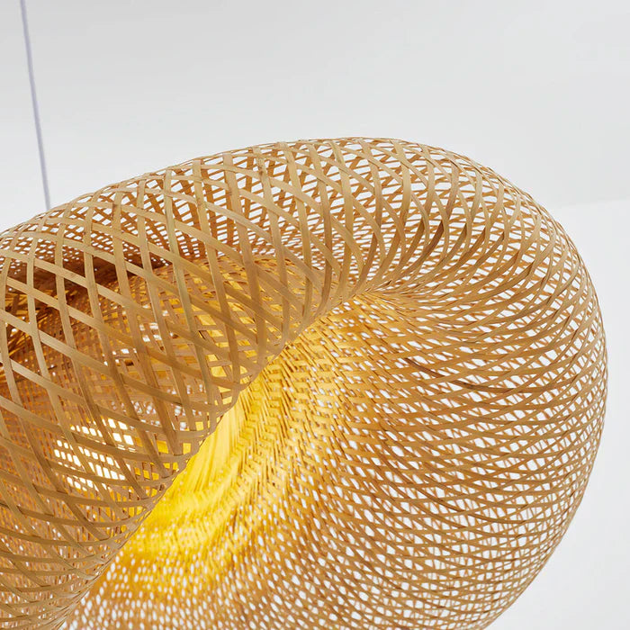 Handgeweven bamboe hanglamp in boho stijl