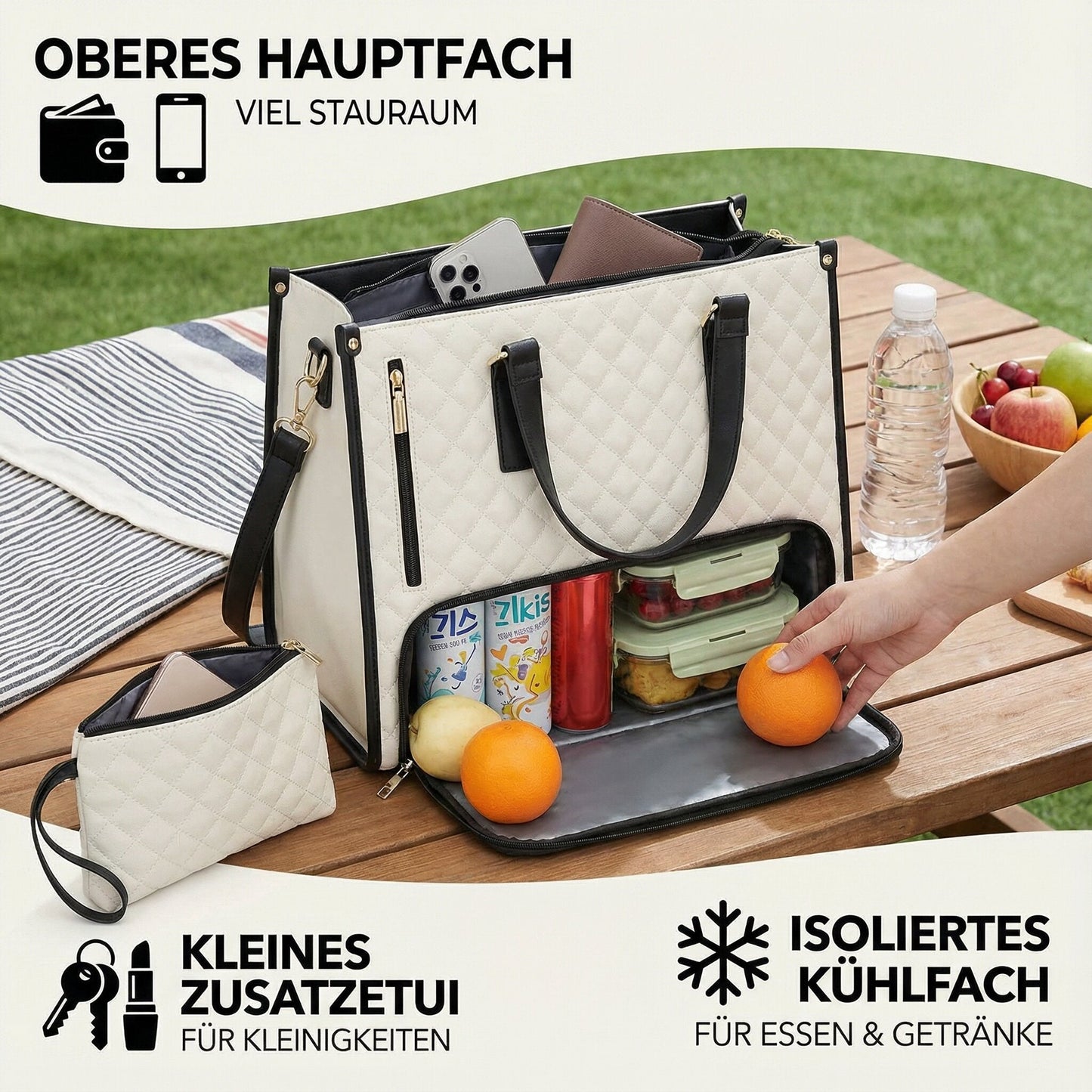Dameshandtas met koelvak | Schoudertas met koelfunctie | FrischLuxe