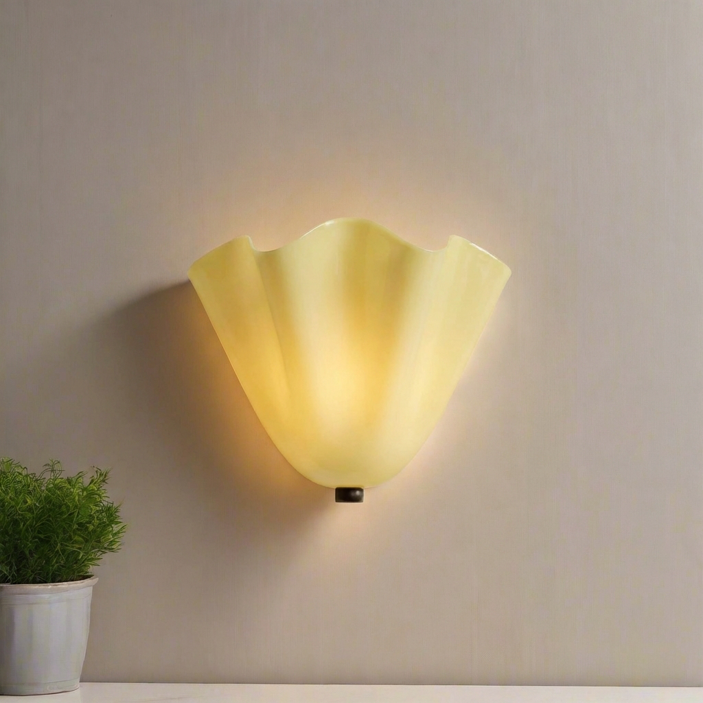 Retro Geelglasrok Schelp Wandlamp LED 1-lamp