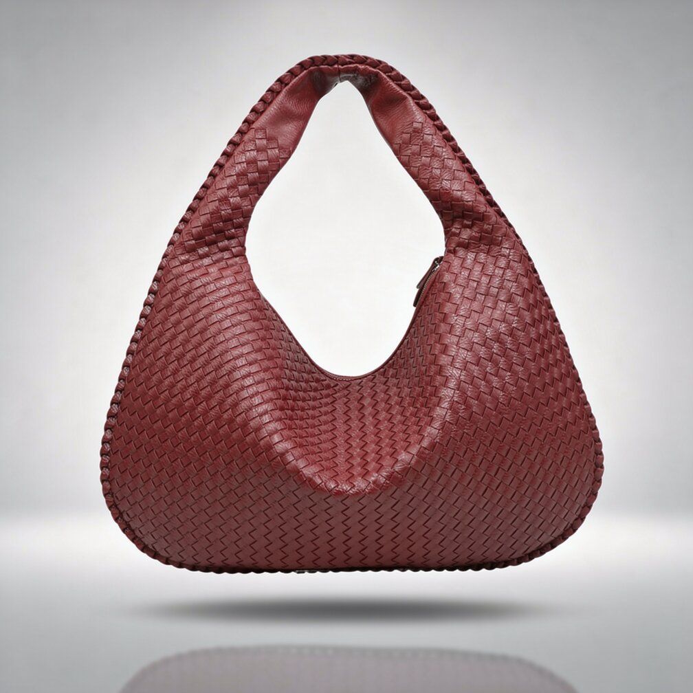 Gevlochten Leren Hobo Bag met Rits | Schoudertas voor Dames | Flechture