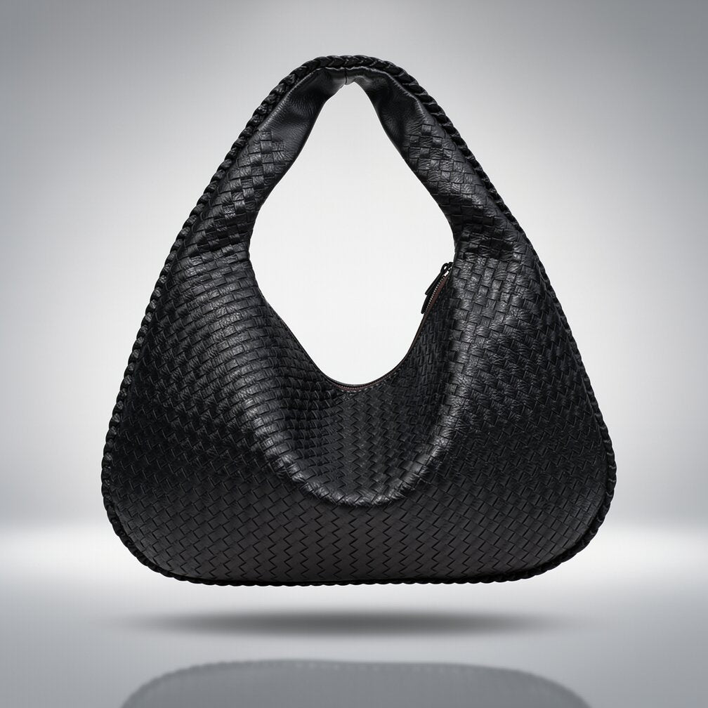 Gevlochten Leren Hobo Bag met Rits | Schoudertas voor Dames | Flechture