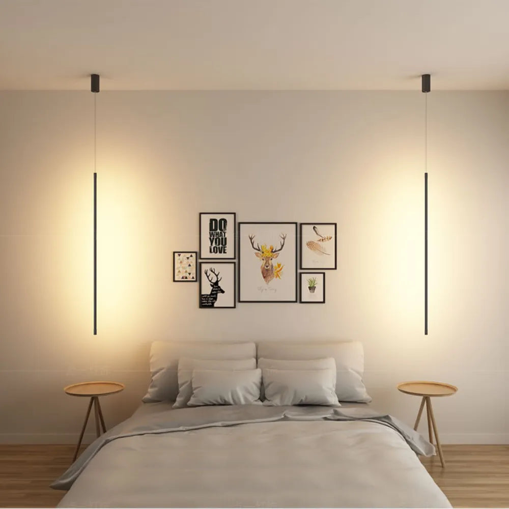 Erix Minimalistische Lineaire Hanglamp Bedside, Zwart