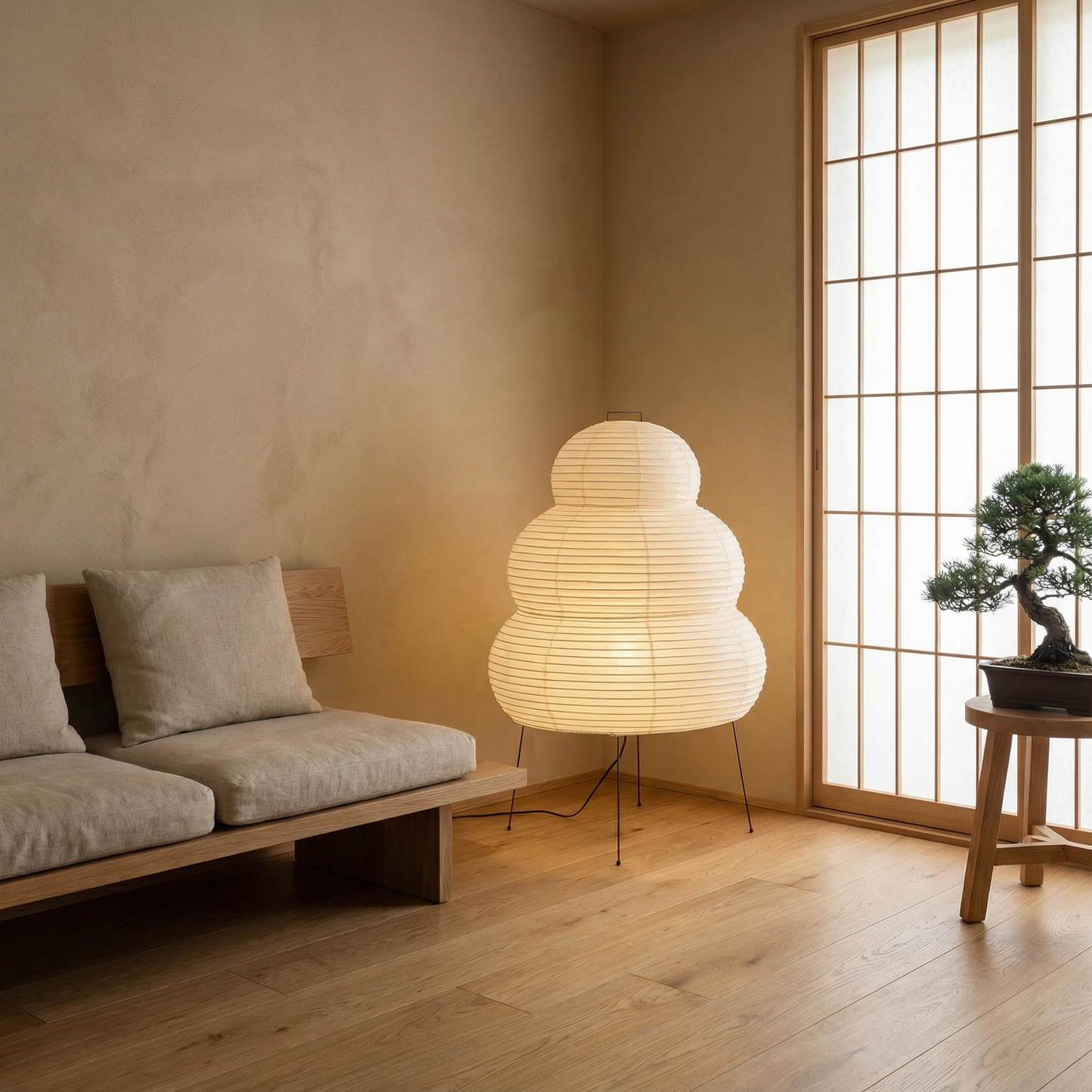 Japanse rijstpapier vloerlamp