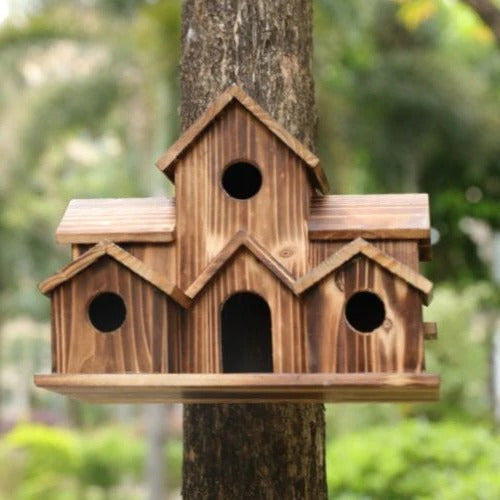 Skanto | Handgemaakt Houten Vogelhuis met 6 Gaten