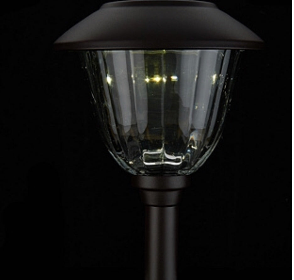 Set van 8 Zonne-energie Tuinpad Lichten met Metalen Kap en Helder Glas