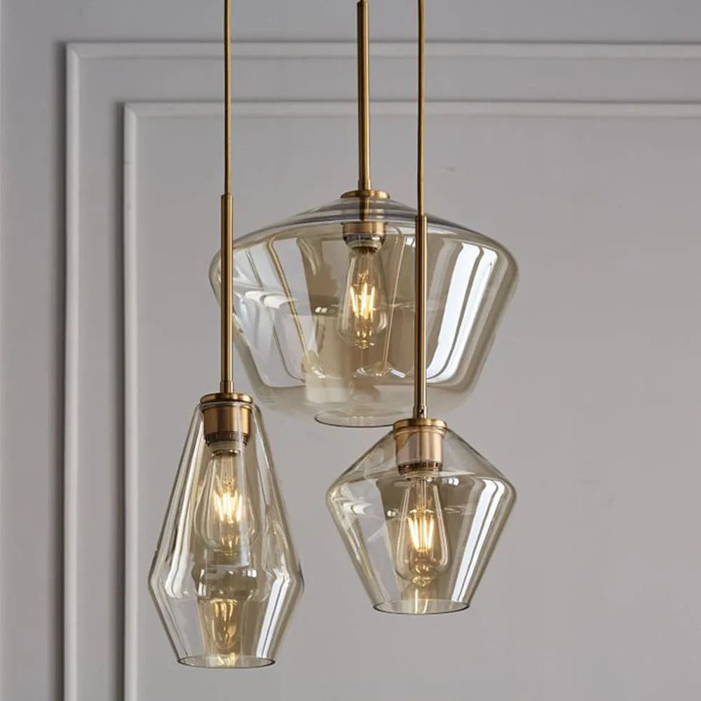 Juni Hanglamp Glas, Helder/Amber Diamantvorm