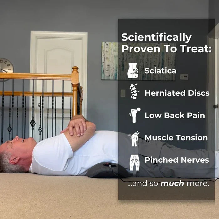 Skanto | Rugpijn Massagestoel met Warmte & Vibratie, Rugsteun voor Ischiasverlichting, Lumbale Pijn & Houdingscorrectie – 3-in-1 Thuistherapie