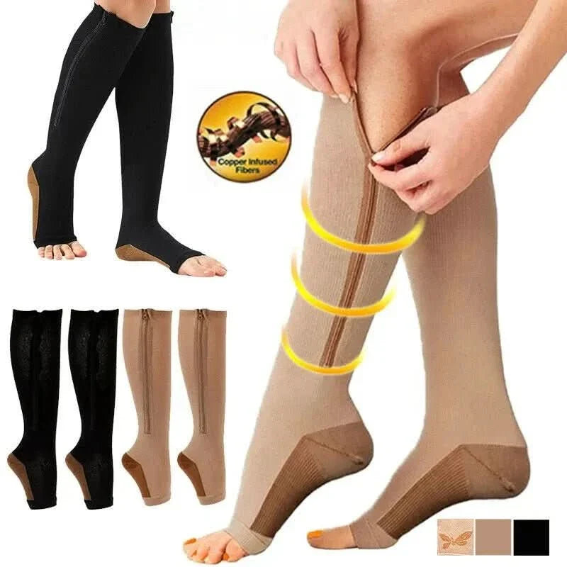 CIRCULARELIEF – Compressiekousen met rits voor ondersteuning en verlichting
