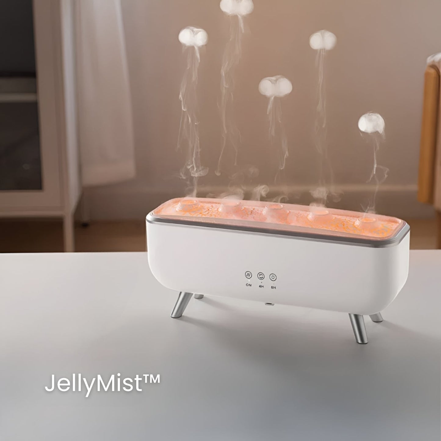 Diffuser & Luchtbevochtiger | LED Aromadiffuser met Kleurenwissel & Afstandsbediening | JellyMist