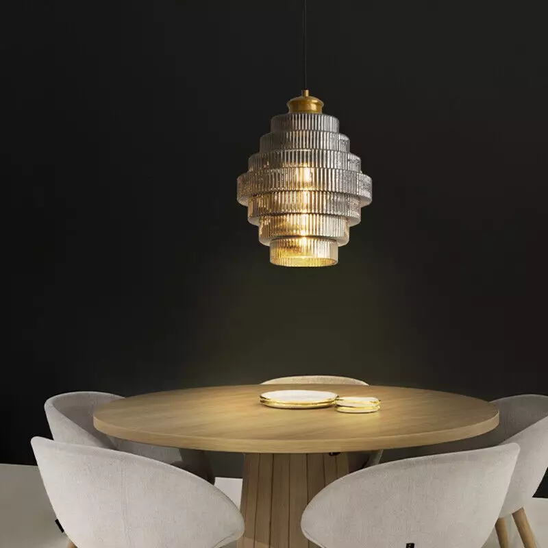 Kaela Vintage Gestreepte Glazen Hanglamp
