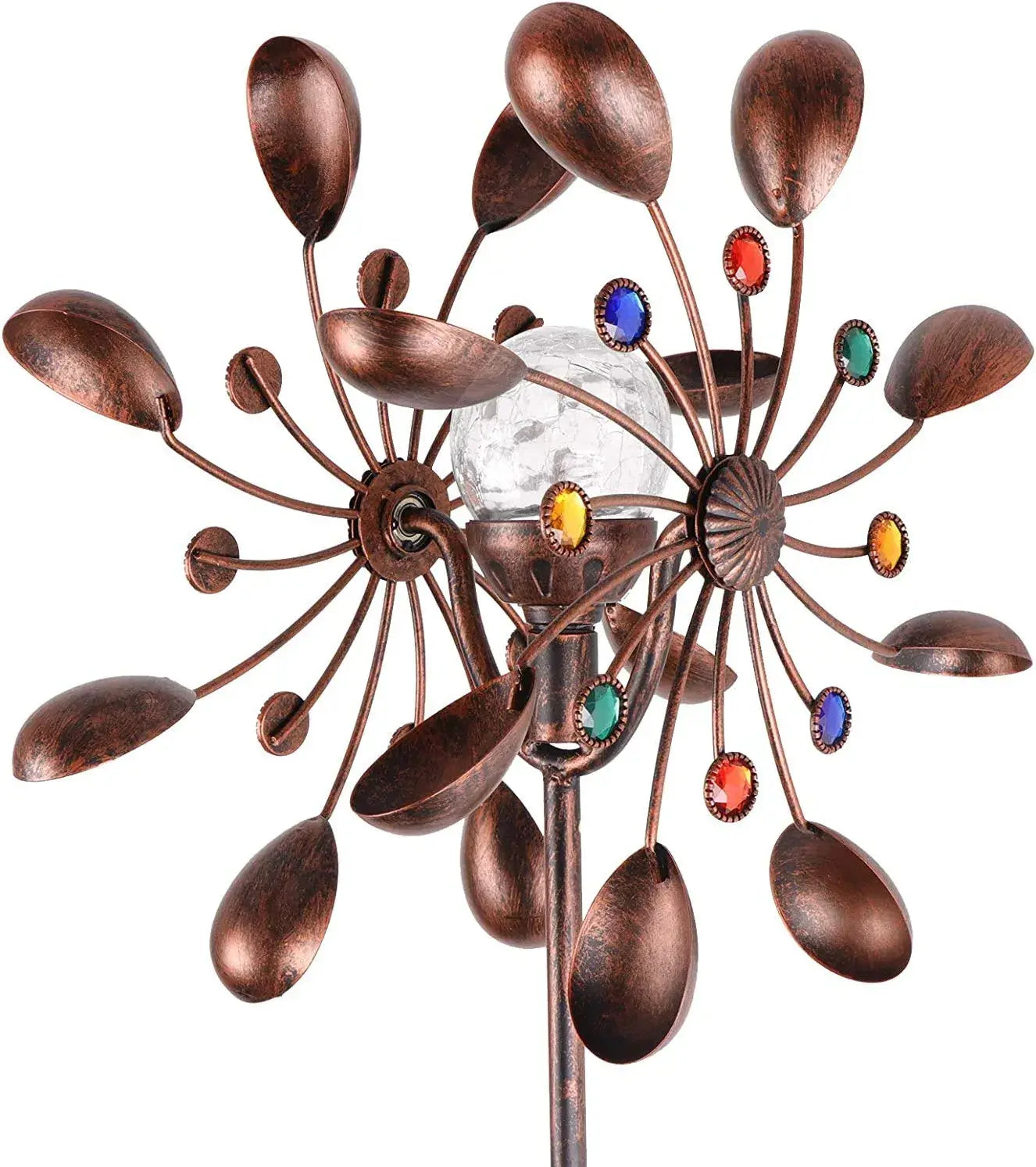 Zonne-energie aangedreven windspinner in glazen bol