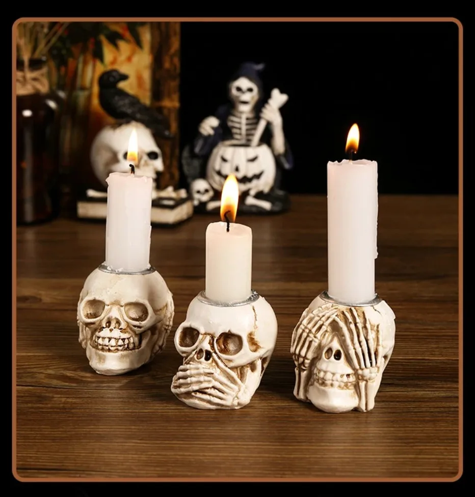TotenkopfGlühen Skullight 3-delige Halloween-schedelkandelaarset