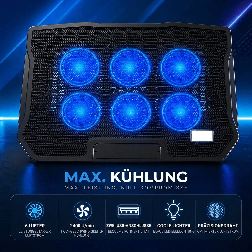 Laptopstandaard met Koeler | Laptophouder met Koeling & LED Verlichting | Frostkamm