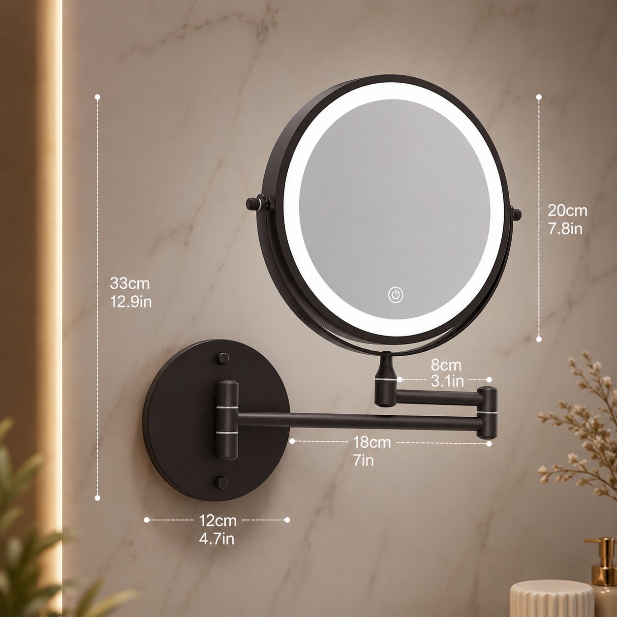 LED Wand Make-up Spiegel met Vergroting | Spiegelkrone