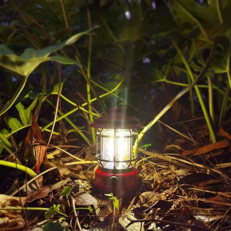 LightMate Oplaadbare Campinglamp – Vintage-Stijl LED met Dimbare Verlichting