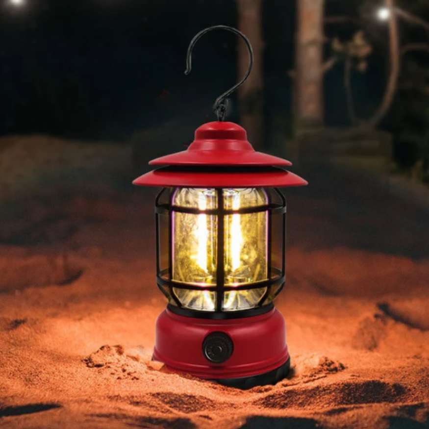 LightMate Oplaadbare Campinglamp – Vintage-Stijl LED met Dimbare Verlichting