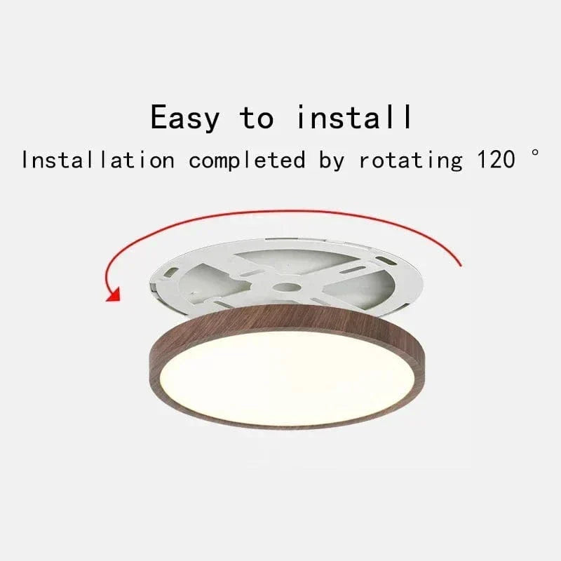 Ronde ultratunne plafondlamp met houtafwerking en LED, 30 cm of 40 cm