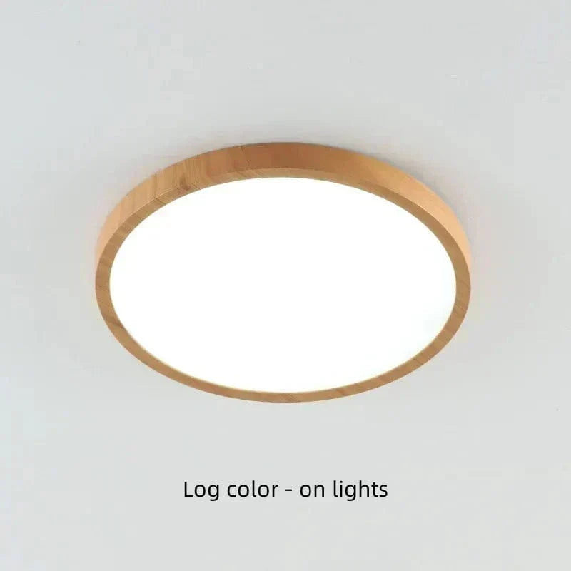 Ronde ultratunne plafondlamp met houtafwerking en LED, 30 cm of 40 cm