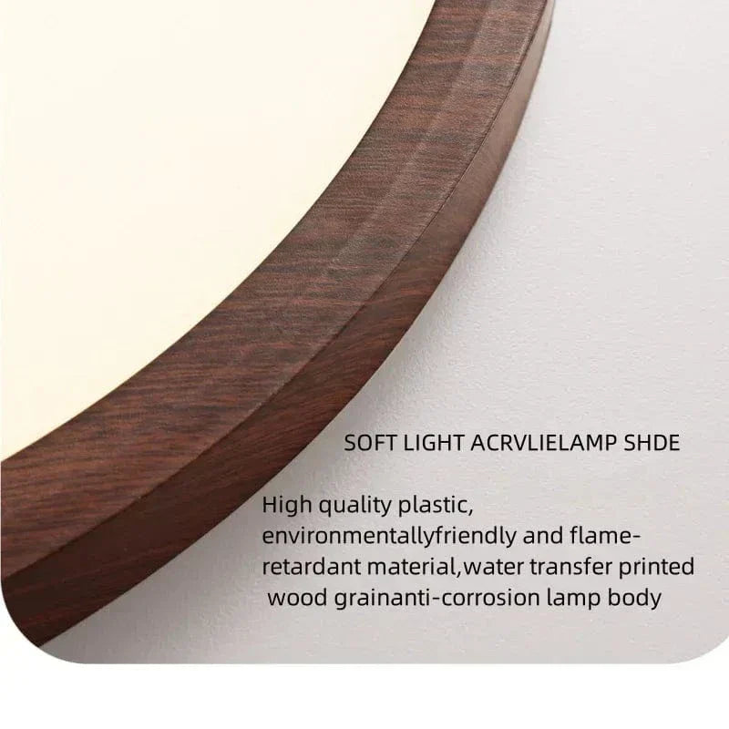 Ronde ultratunne plafondlamp met houtafwerking en LED, 30 cm of 40 cm