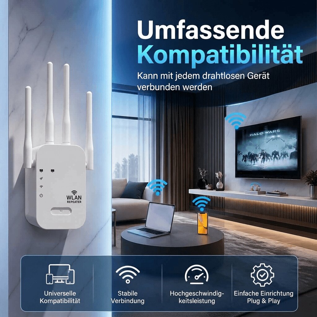 WLAN Versterker voor buiten & binnen | Dual Band WLAN Repeater | Funkhafen