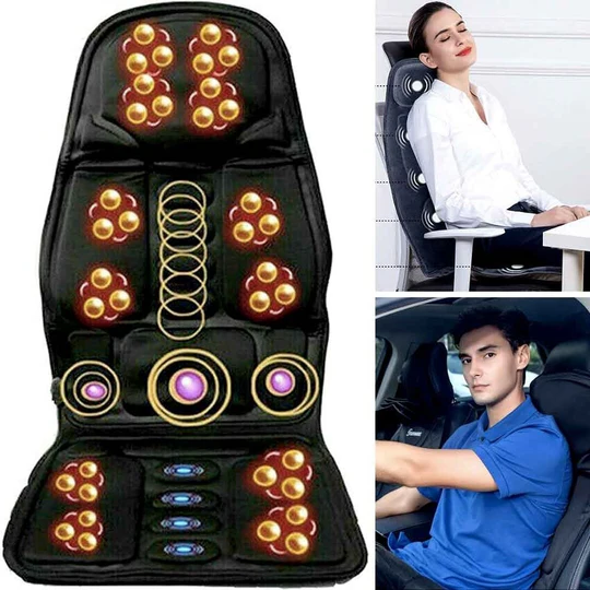 8-Mode Massagezitkussen | Verhitte Rug- & Nekondersteuning | 8 Vibratiemodi | Infrarood Warmtetherapie | Ergonomisch Ontwerp voor Auto & Kantoor