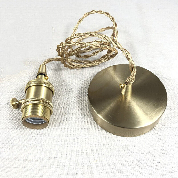 Vintage glazen hanglamp met gestreepte kap en gouden afwerking