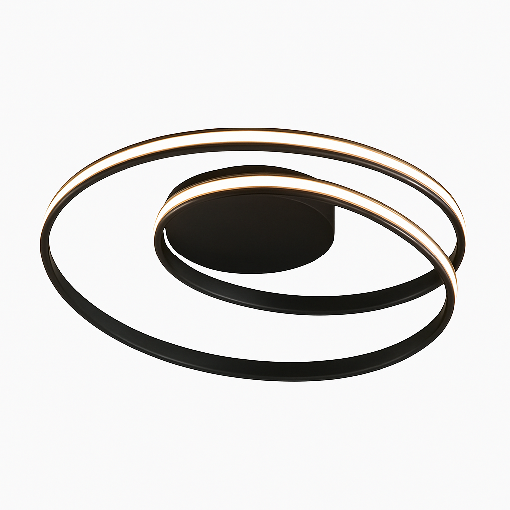 Design LED plafondlamp dubbele lus (zwart of wit)