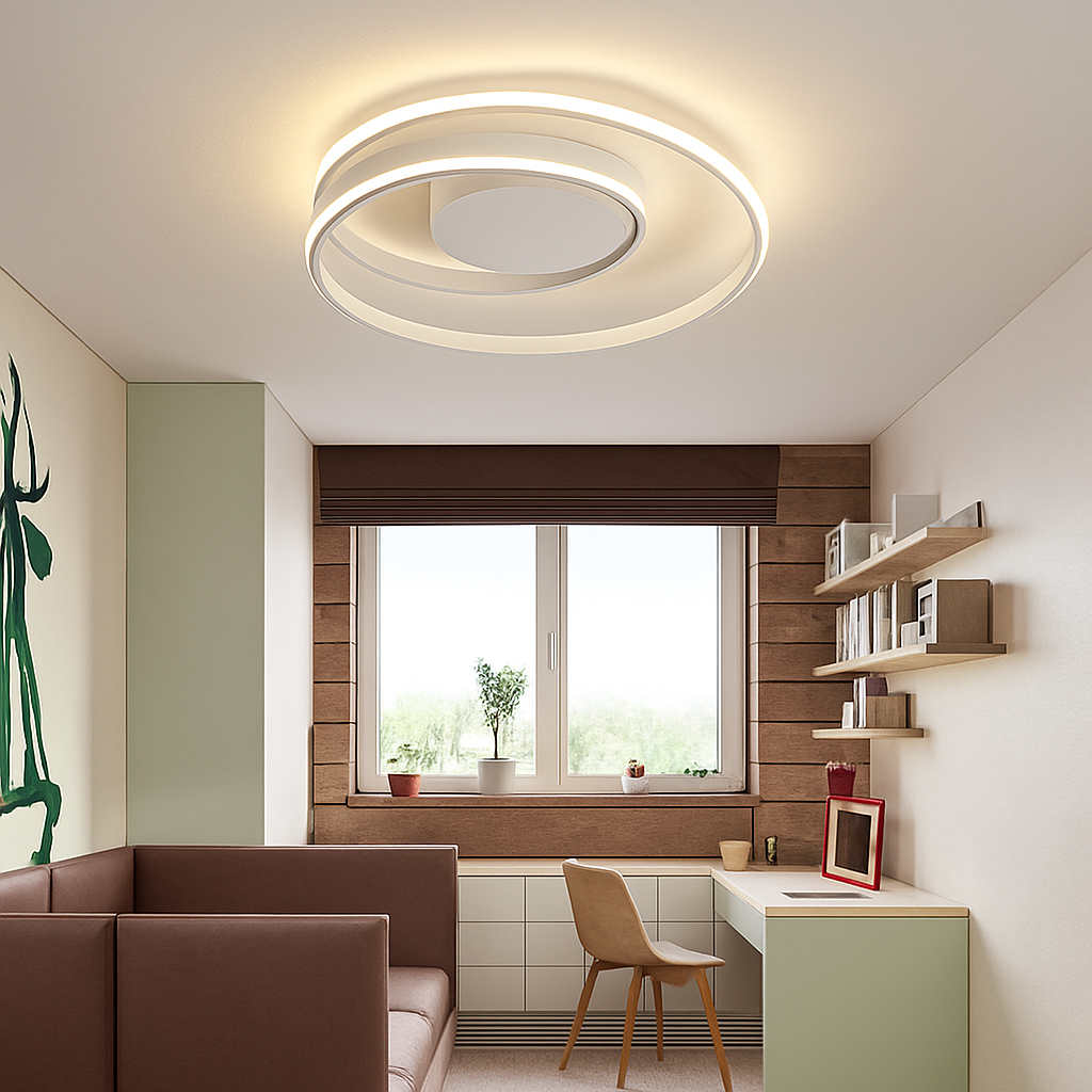 Design LED plafondlamp dubbele lus (zwart of wit)