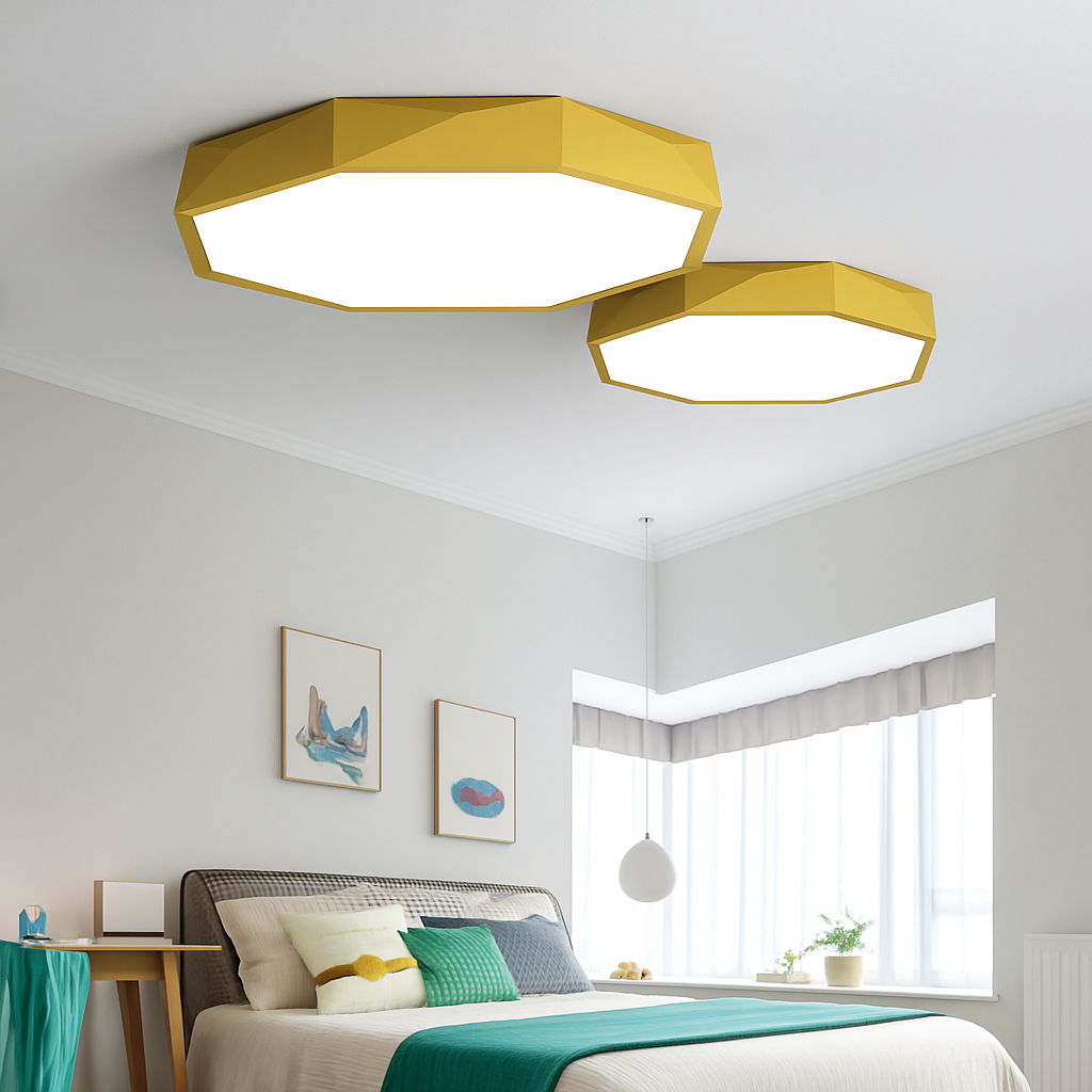 Zeer dunne gekleurde LED-plafondlamp octogoon Balkon
