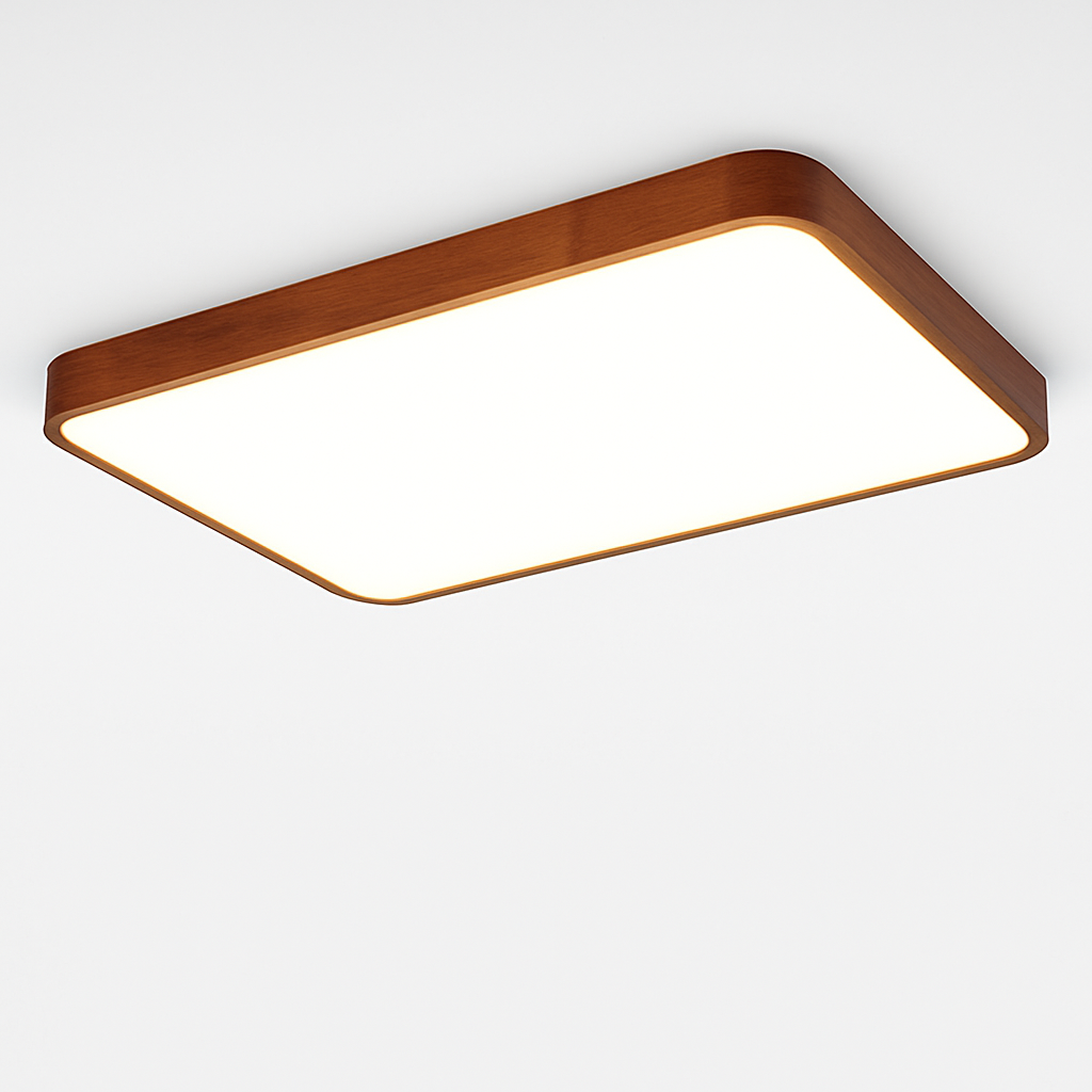 Moderne LED plafondlamp in geometrische houten vorm Evelyn