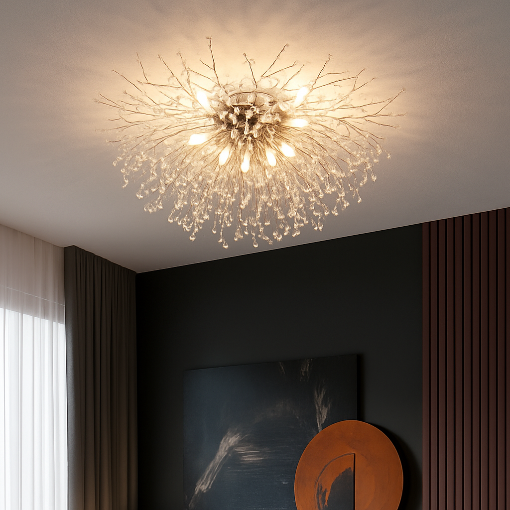 moderne creatieve ronde design kristallen plafondlamp paardenbloem