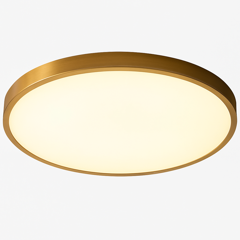 Plafondlamp plat en rond goudkleurig met LED