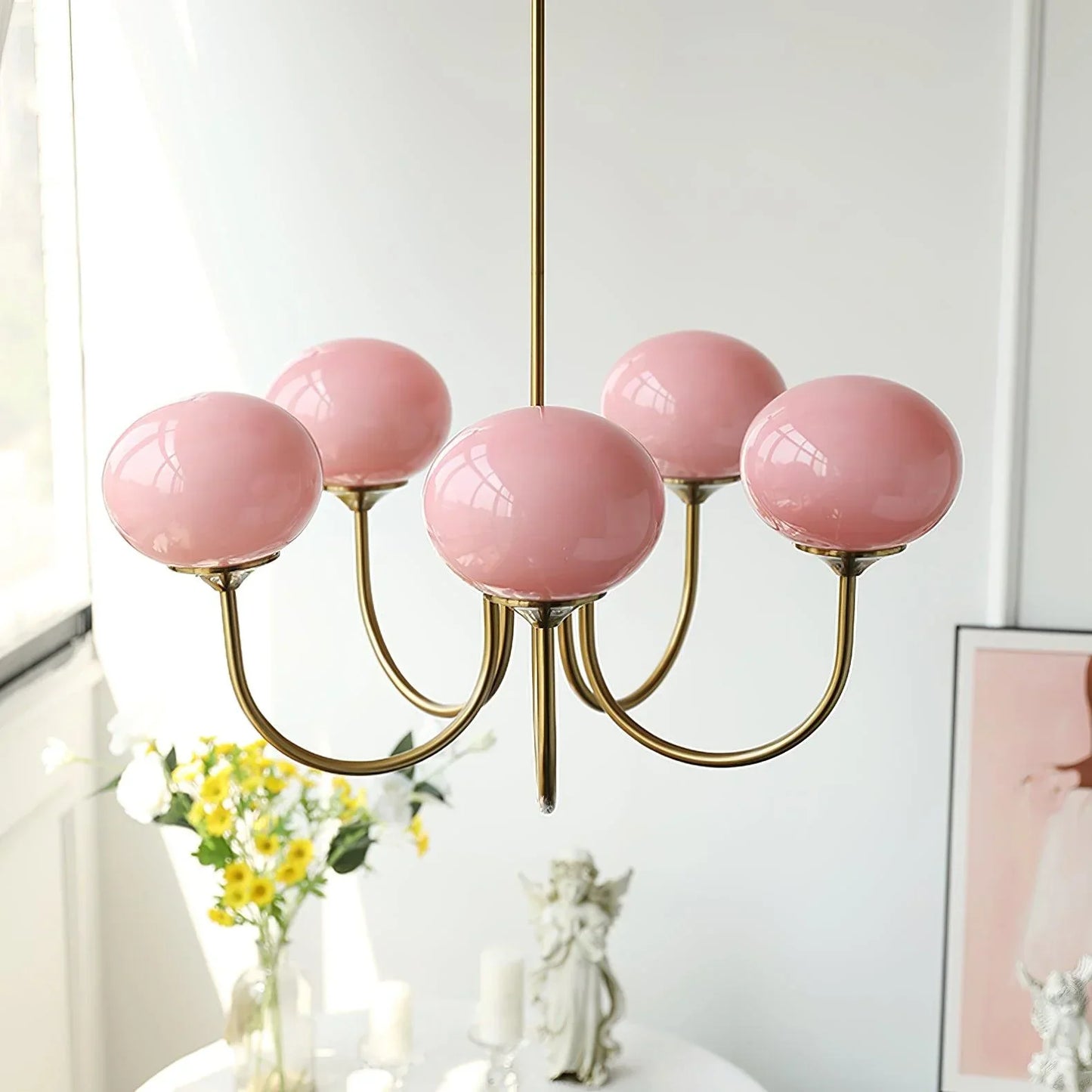 Retro glamour hanglamp met bolvormige lampenkappen