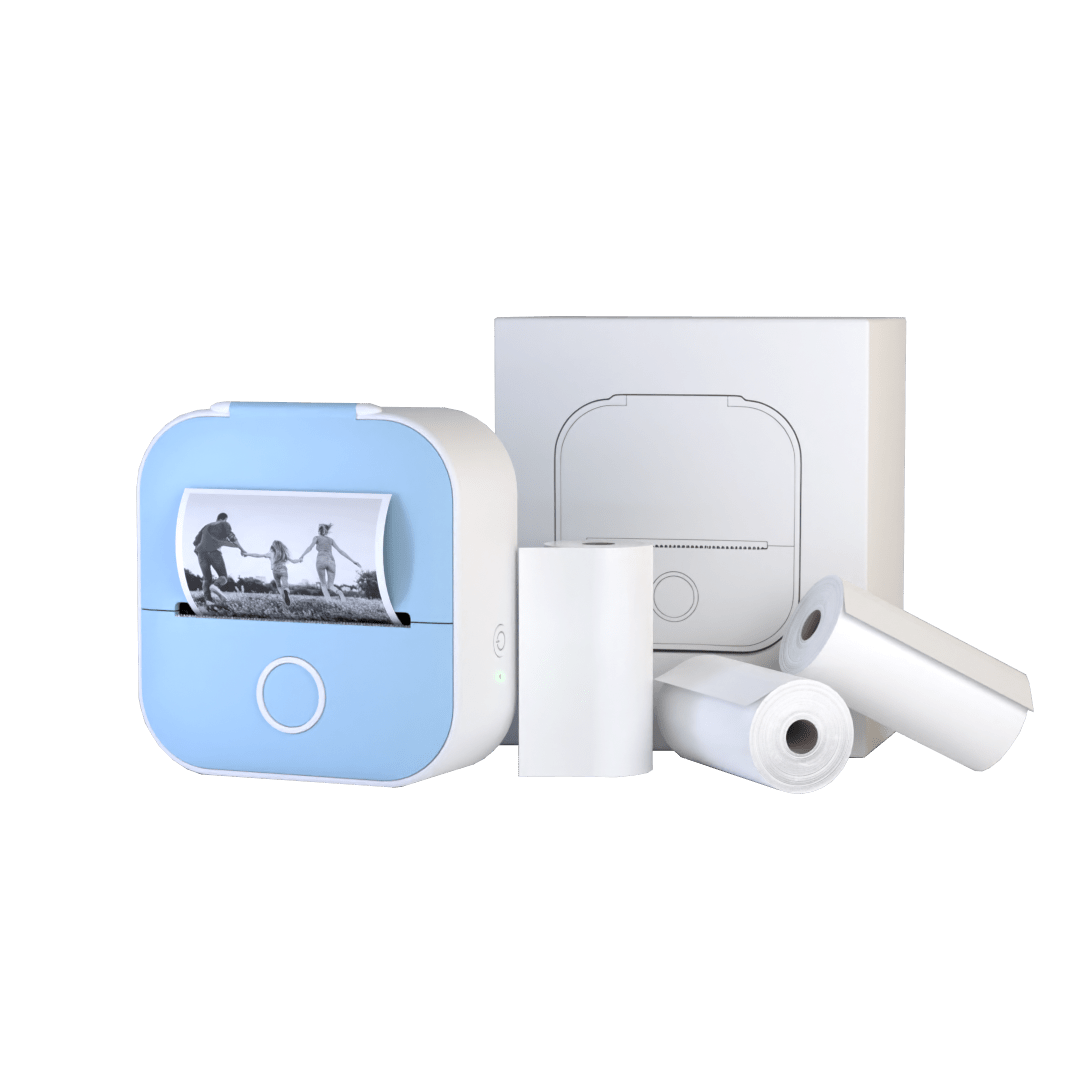 Draagbare printer met 4 stickerrollen
