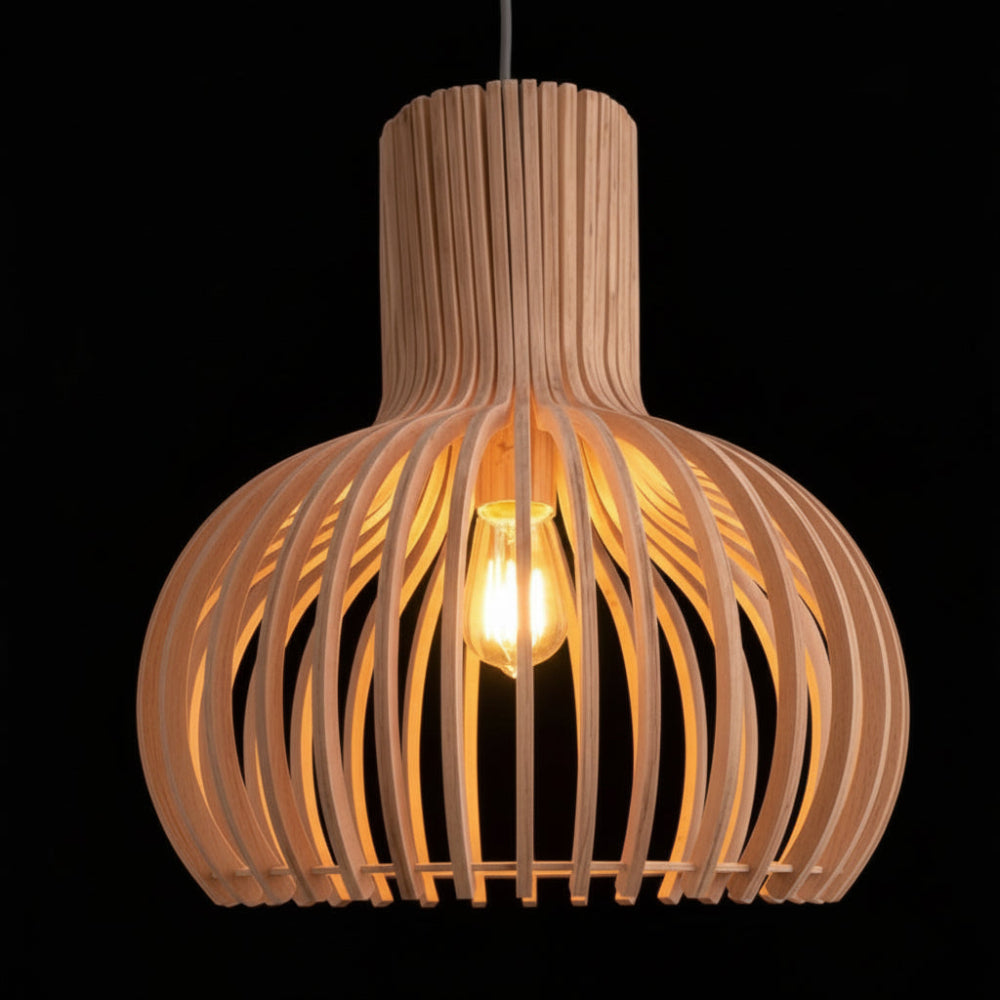 Retro Vogelkooi Hanglamp van Hout
