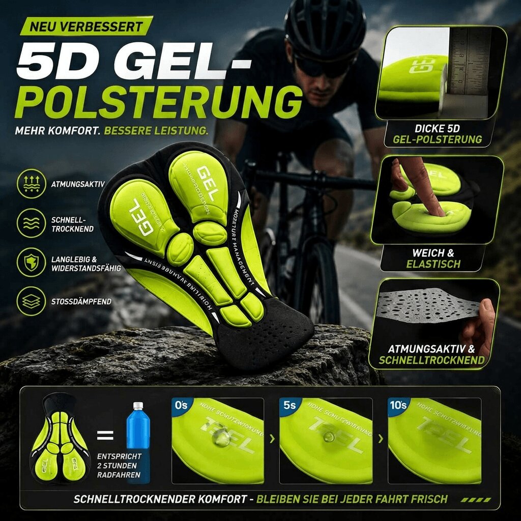 Radlerbroek voor dames en heren | Fietbroek met gelkussen | Motorrbroek | Sattelgold
