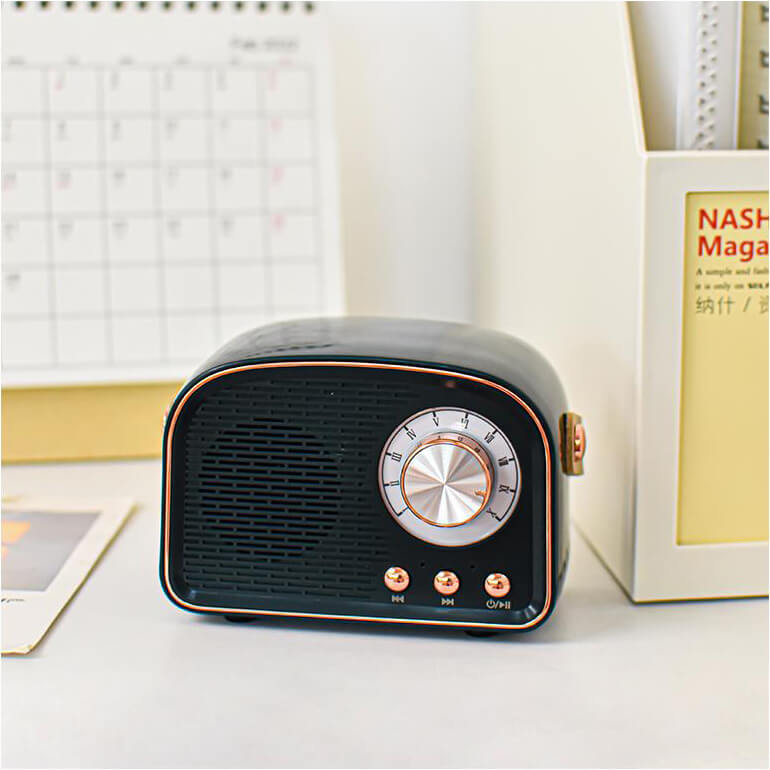 Skanto | Sandsberg Retro Ronde Radio Bluetooth Speaker | Draadloos | Draagbaar | Stijlvolle Geluid voor Thuis & Onderweg